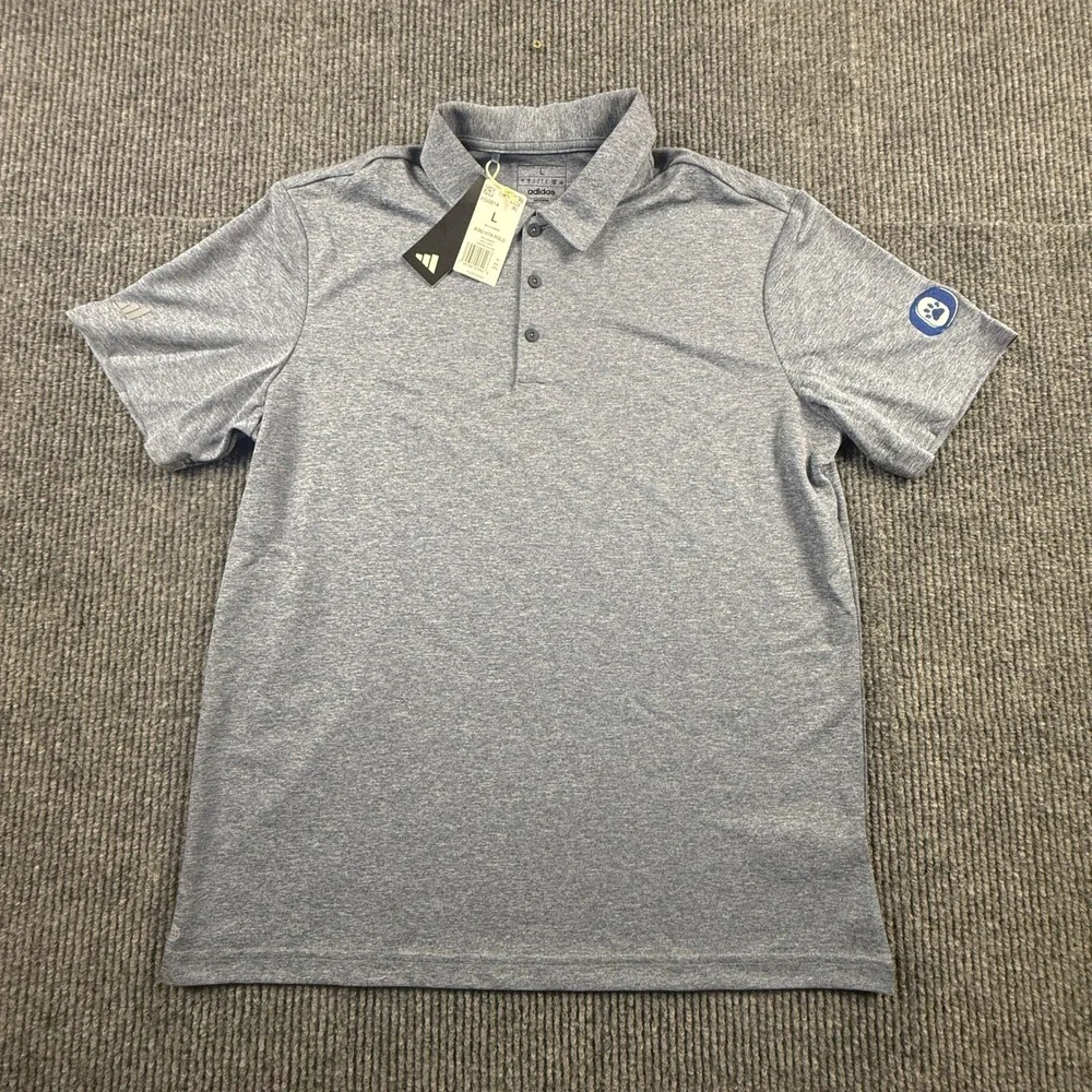 Adidas A582 HTR Polo Mens Large Collegiate Navy Melange Golf Shirt‎ HS0814 NWT